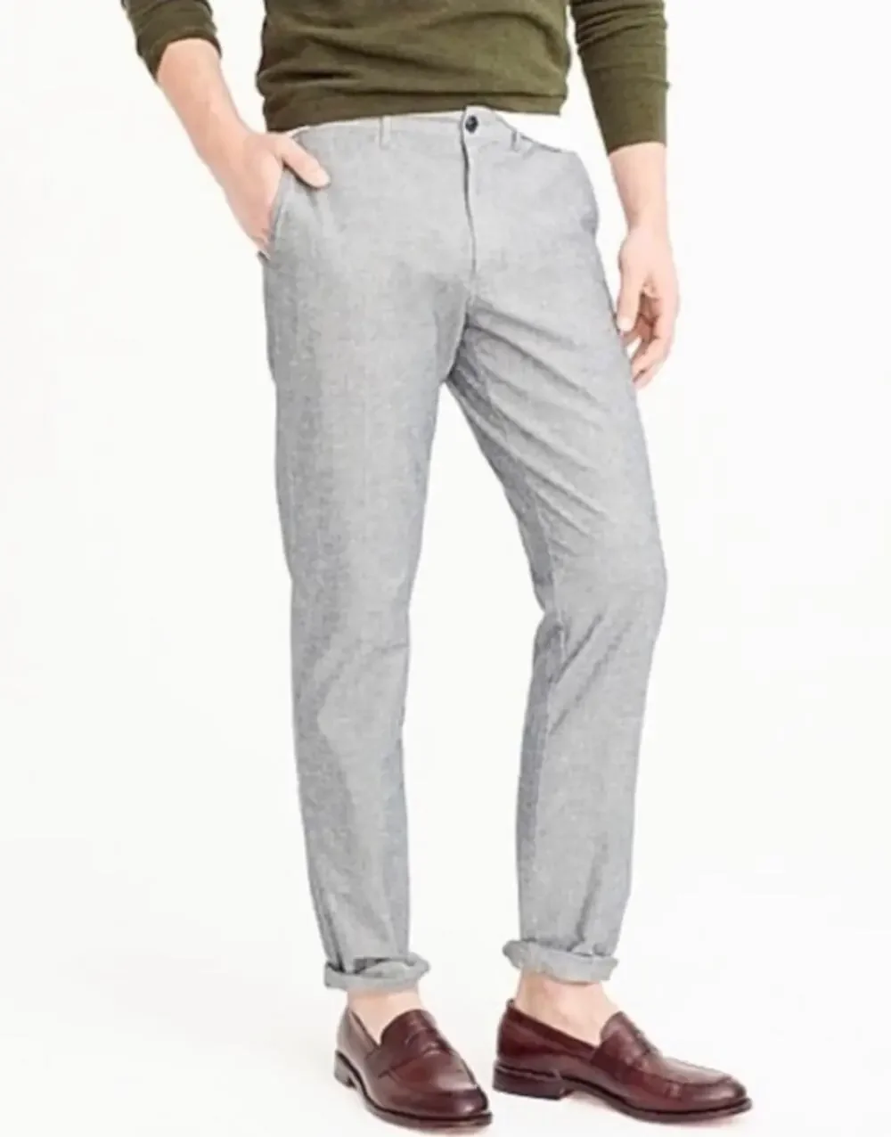NWOT J.Crew 770 Straight-fit chino in stretch chambray in Concrete Gray sz 34x32